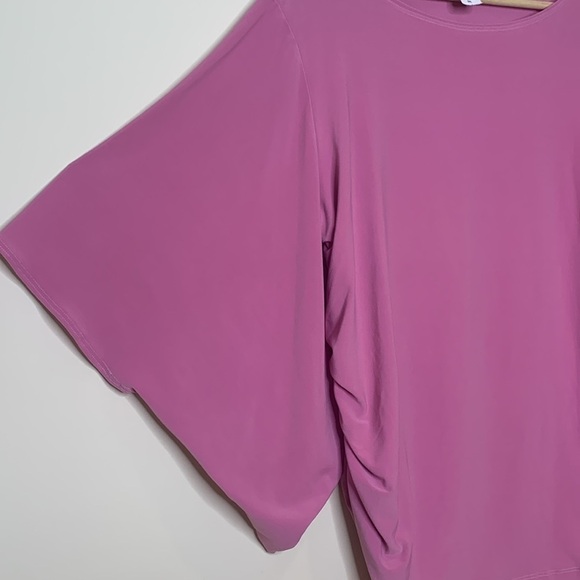 Heart Throb Dusty Rose Rouched Sides Boatneck Kimono Sleeve Tunic Stretch Top 3X - Picture 7 of 13